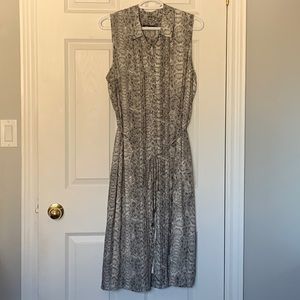 Reitmans sleeveless, shirt-style, button-front, snakeskin-print dress.